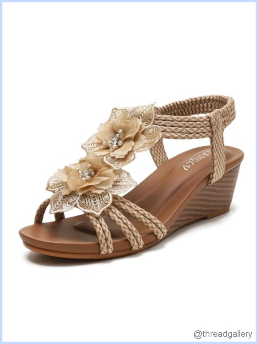 Wedge Sandals with Flower Rhinestone Bohe